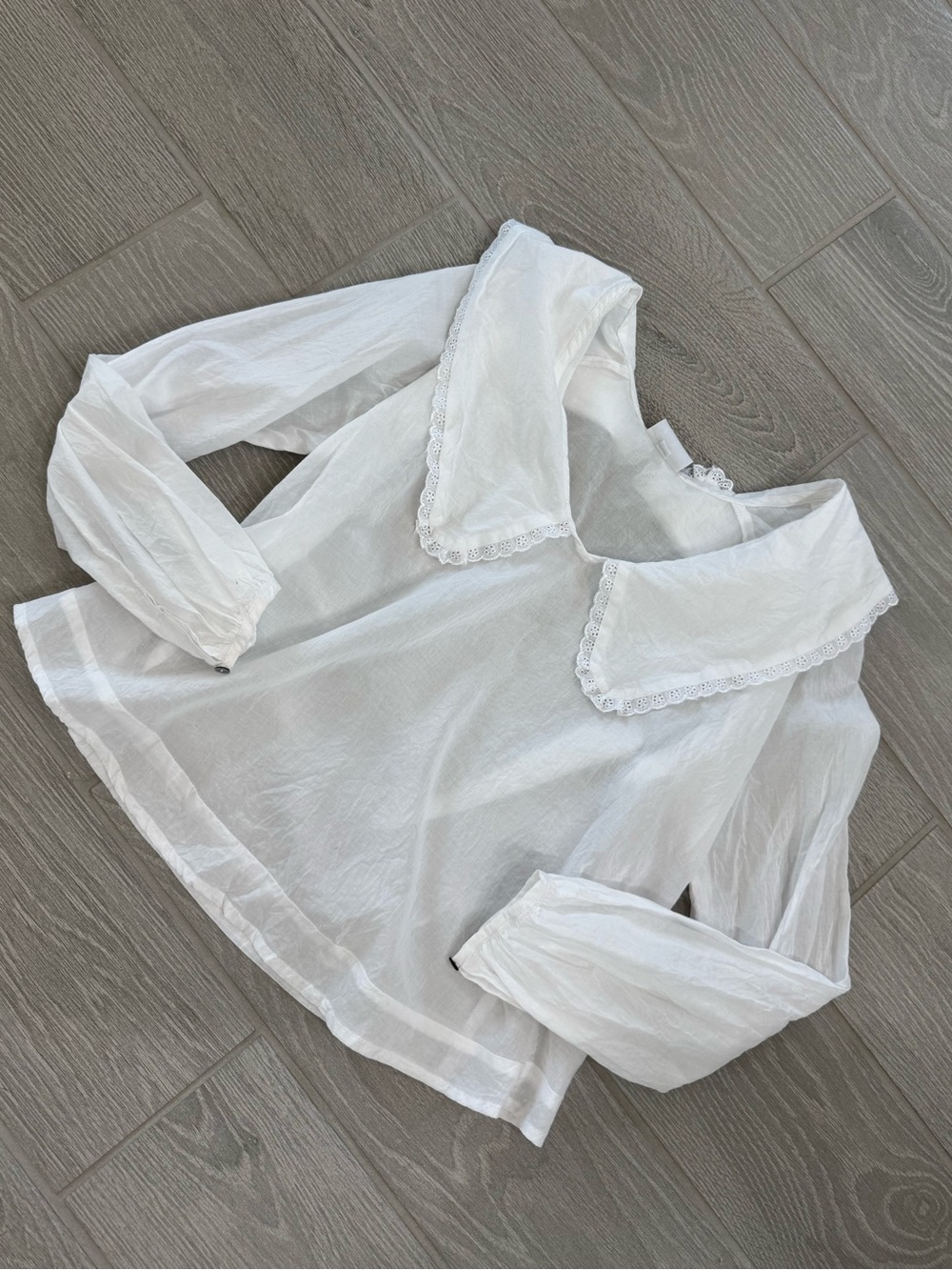 LANEWAY THE LABEL 100% Cotton Delicate Peter Pan Collar Blouse Size S/M VGUC